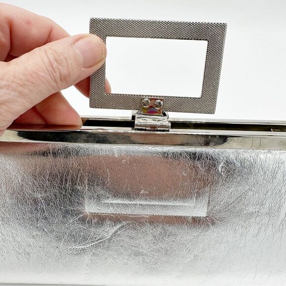 CACHE Silver Metallic Convertible Clutch w/Crystal Embellishment - Picture 8 of 14